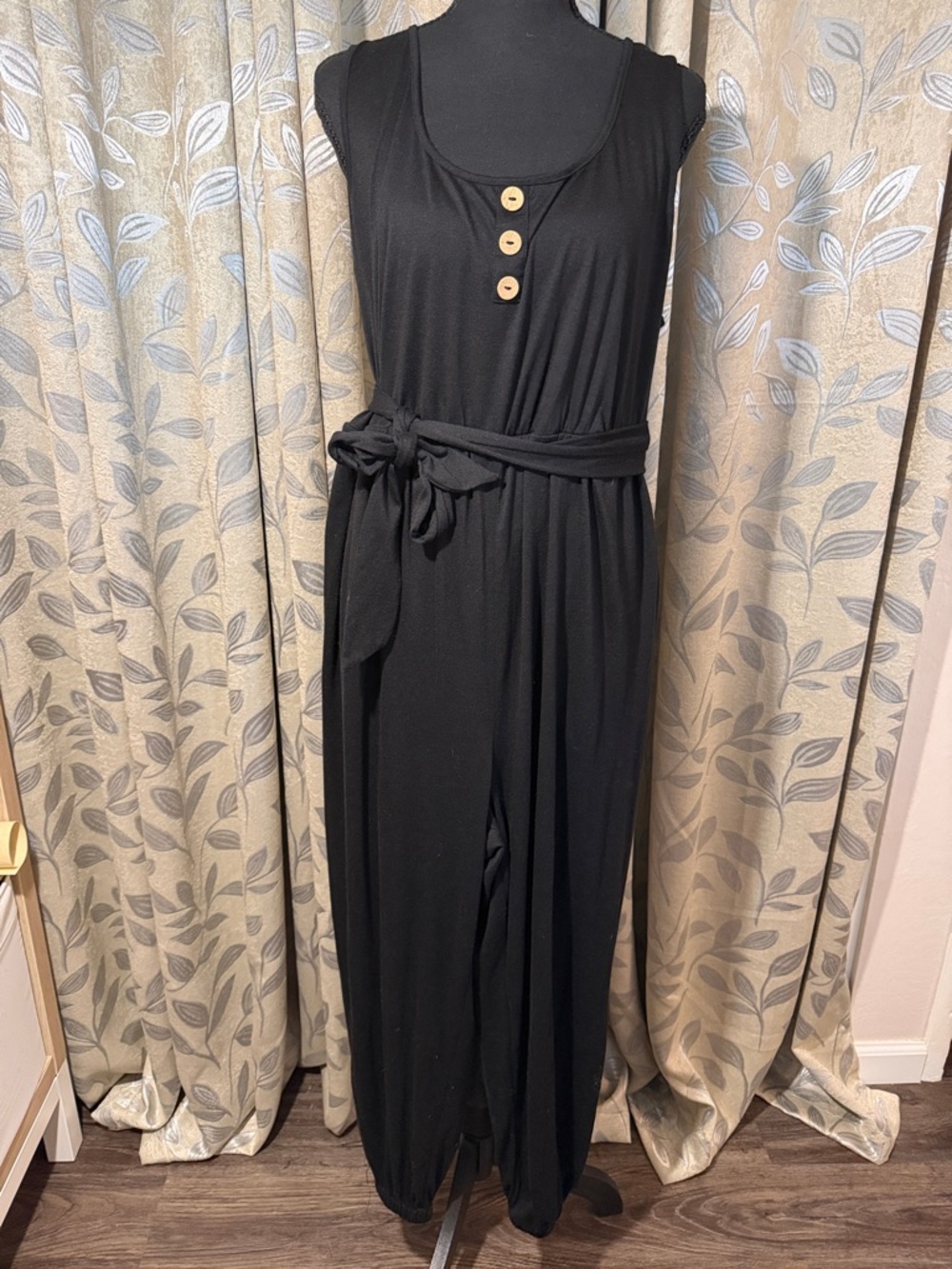 BloomChic Black Jumpsuit with Button Detail